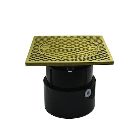 Jones Stephens 4in. ABS Over Pipe Fit Base Cleanout with 3-1/2in. Plastic Spud and 7in. Polished Brass Cover C60051